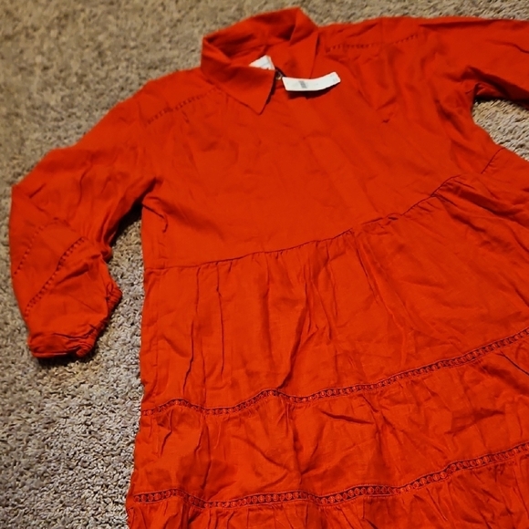 The Bettina Linen Blend Tiered Mini Shirt Dress By Maeve - Picture 10 of 12